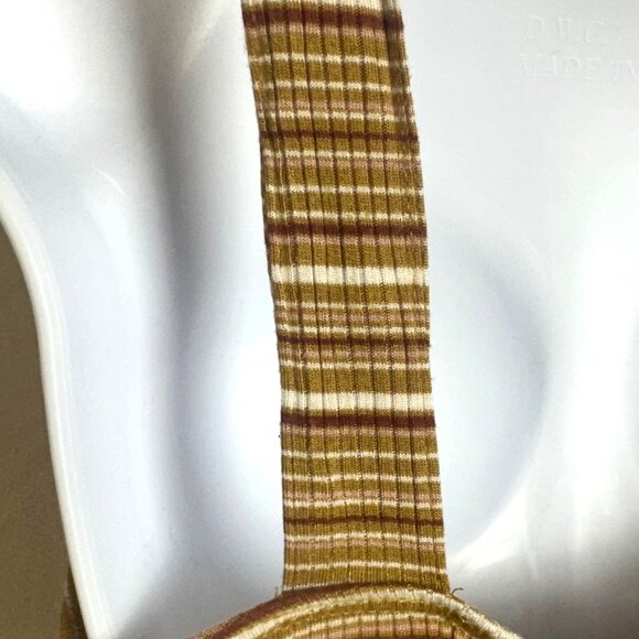 American Eagle Soft & Sexy Ribbed Knit Brown Striped Square Neck Tank Top Large - Picture 6 of 8